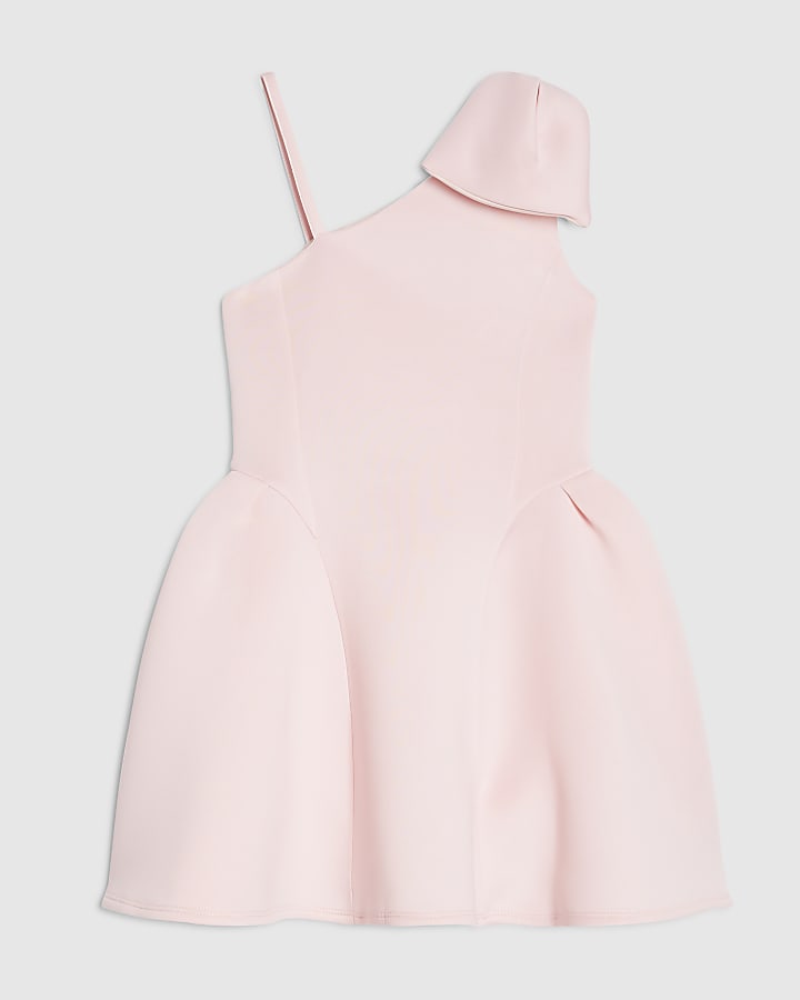 Girls Pink Premium One Shoulder Dress