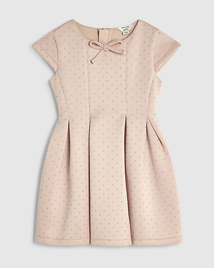 Mini Girls Pink Premium Diamante Dress