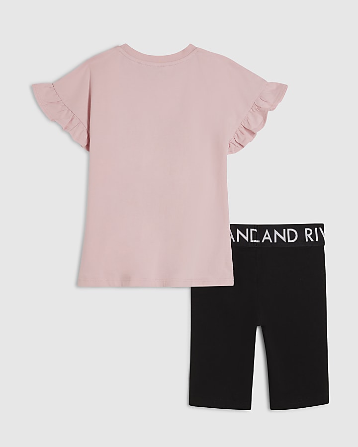 Girls Pink Capybara T-Shirt & Short Set