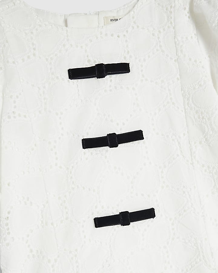 Mini Girls White Lace Drummer Dress