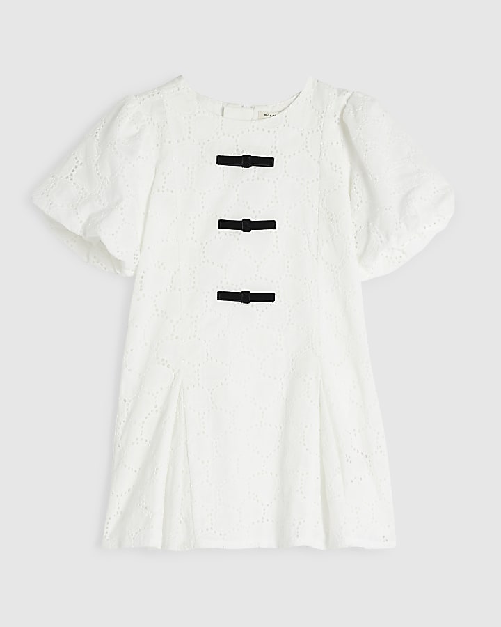 Mini Girls White Lace Drummer Dress