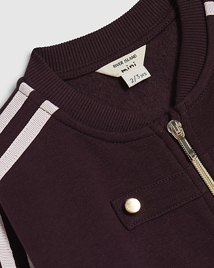 Mini Girls Burgundy Drummer Bomber Jacket Set