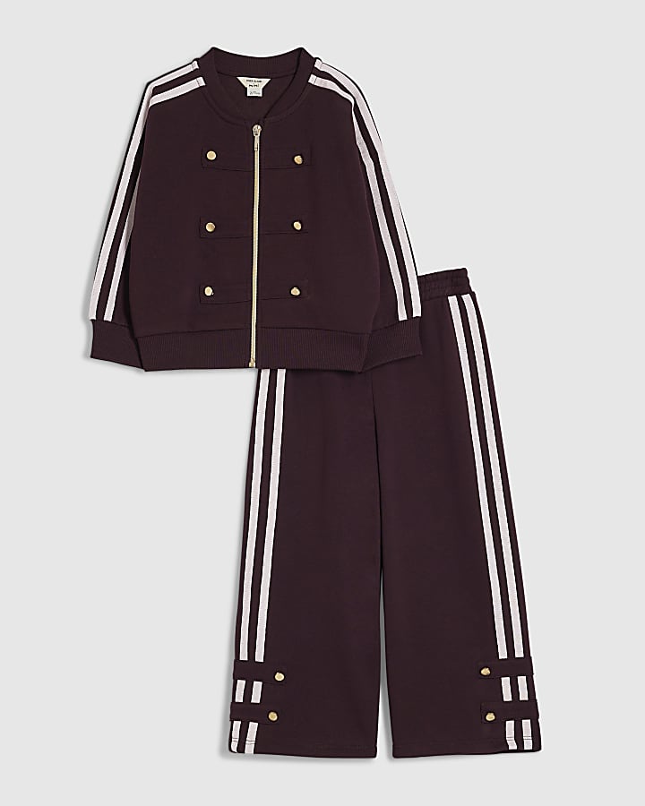 Mini Girls Burgundy Drummer Bomber Jacket Set