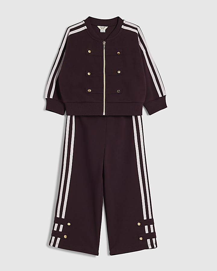 Mini Girls Burgundy Drummer Bomber Jacket Set