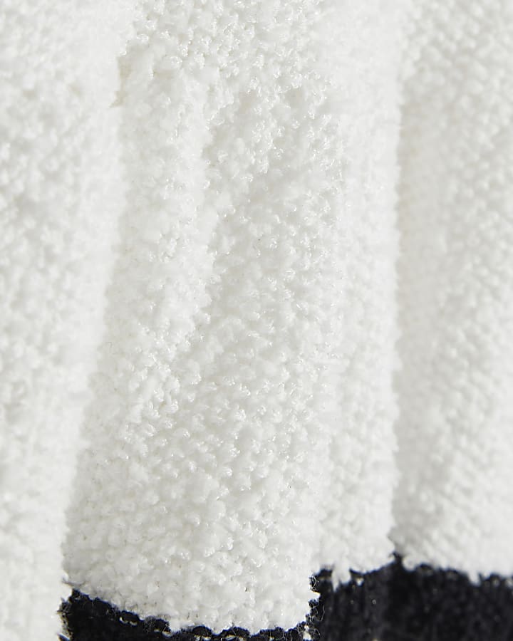 Mini Girls Cream Boucle Knit Dress