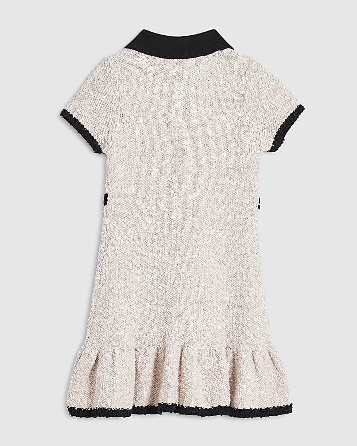 Mini Girls Pink Boucle Knit Dress