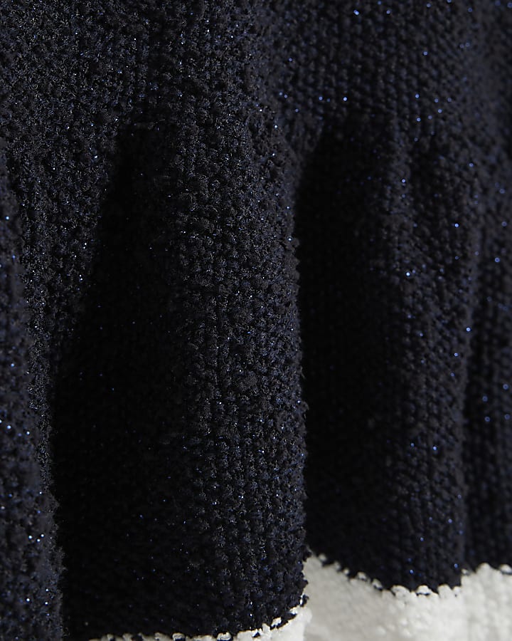 Girls Navy Boucle Knit Dress