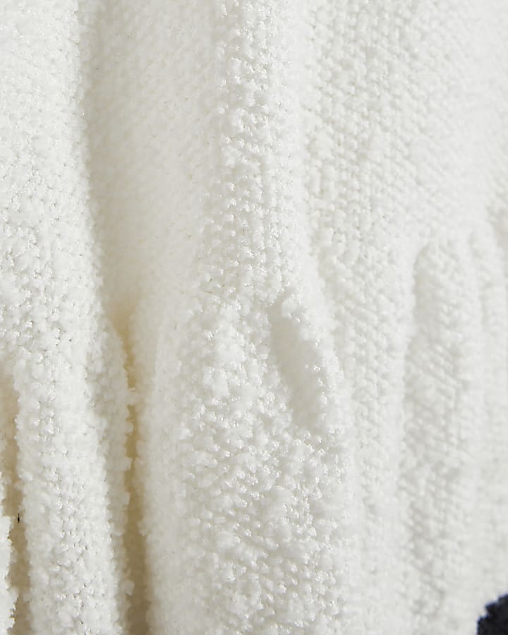 Girls Cream Boucle Knit Dress