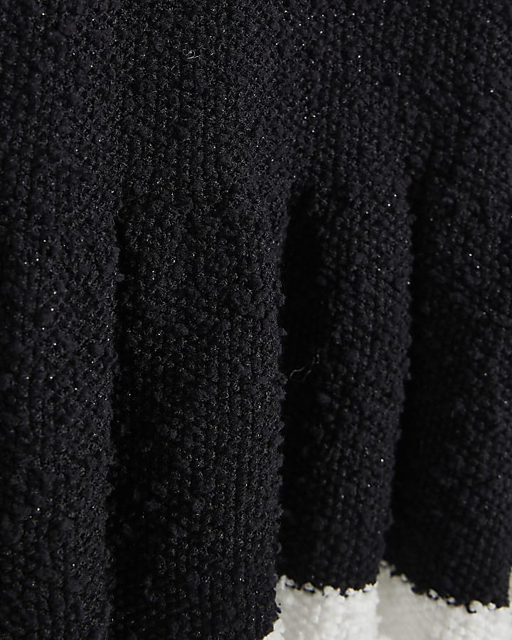 Girls Black Boucle Knit Dress