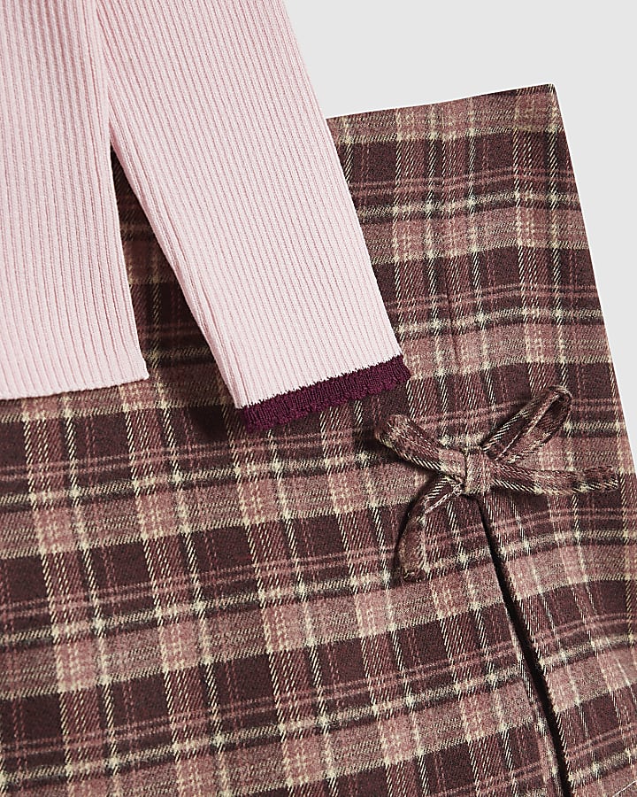 Mini Girls Pink Check Skort Set