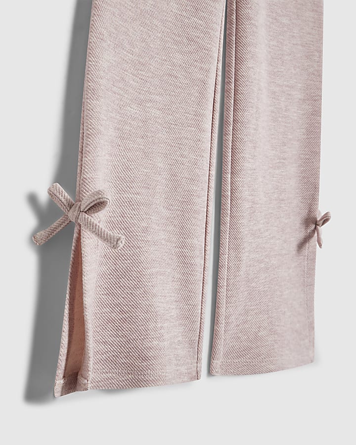 Girls Pink Bow Kickflare Trousers