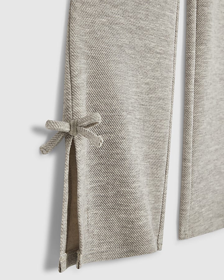 Girls Beige Bow Kickflare Trousers