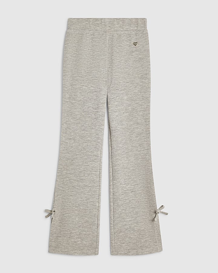 Girls Beige Bow Kickflare Trousers