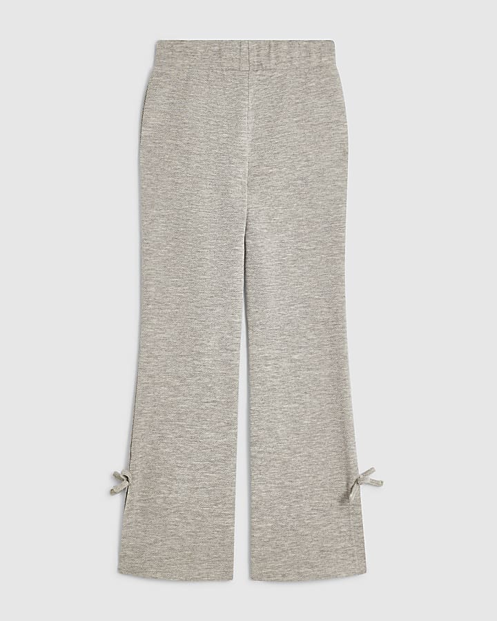 Girls Beige Bow Kickflare Trousers