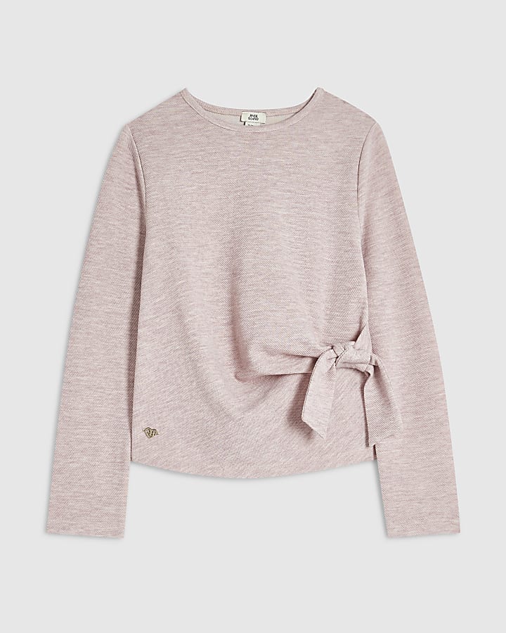 Girls Pink Tie Side Top
