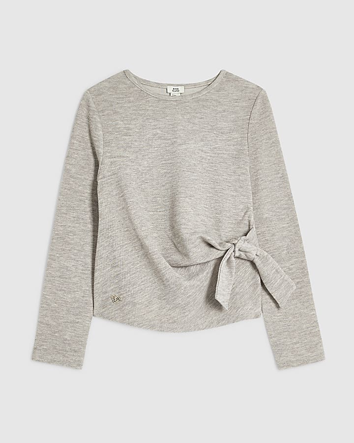 Girls Beige Tie Side Top