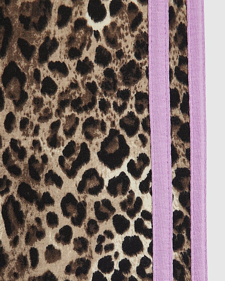 Girls Cream Leopard Print 90 Hoodie Set