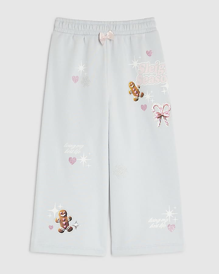 Mini Girls Blue Sleigh Season Joggers