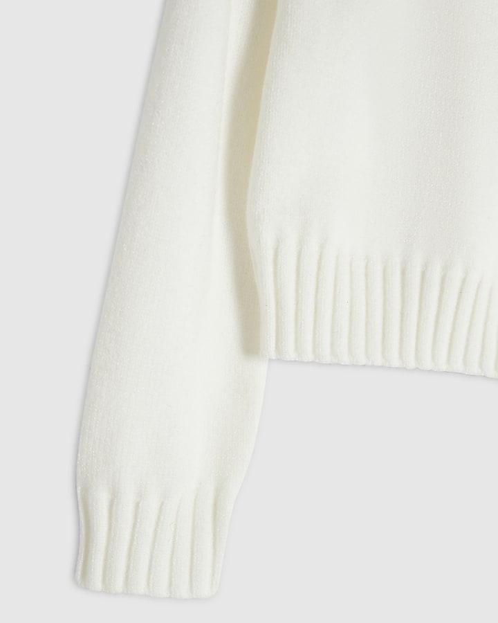 Girls Cream Faux Fur Shoulder Jumper
