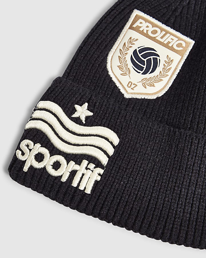 Mini Boys Navy Badge Beanie Hat