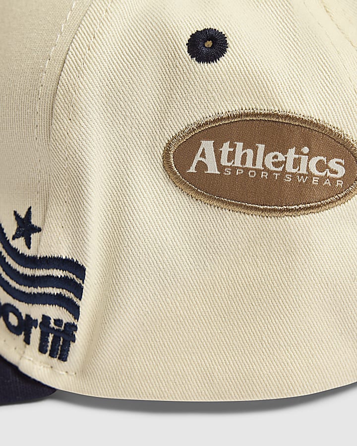 Boys Cream Blocked Badge Cap