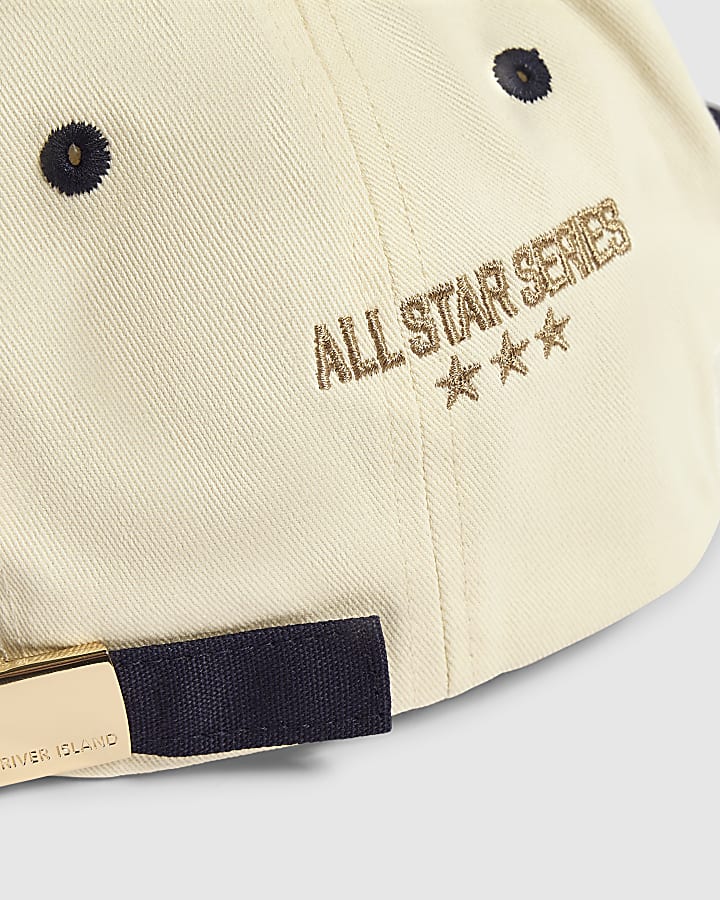 Boys Cream Blocked Badge Cap