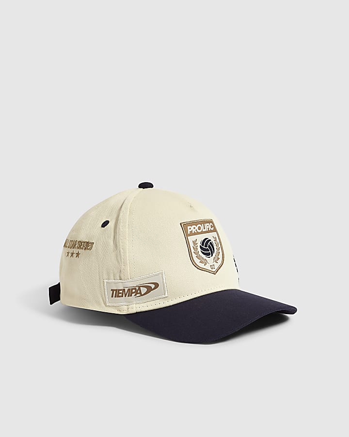 Boys Cream Blocked Badge Cap