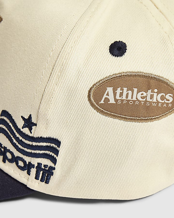 Mini Boys Cream Blocked Badge Cap