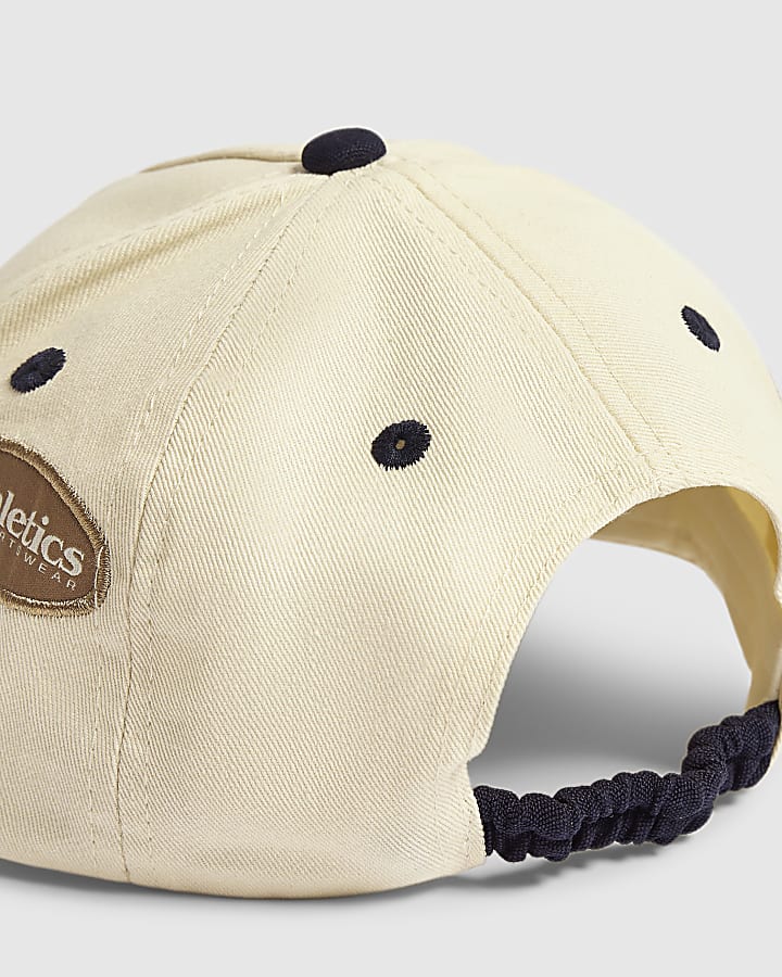 Mini Boys Cream Blocked Badge Cap