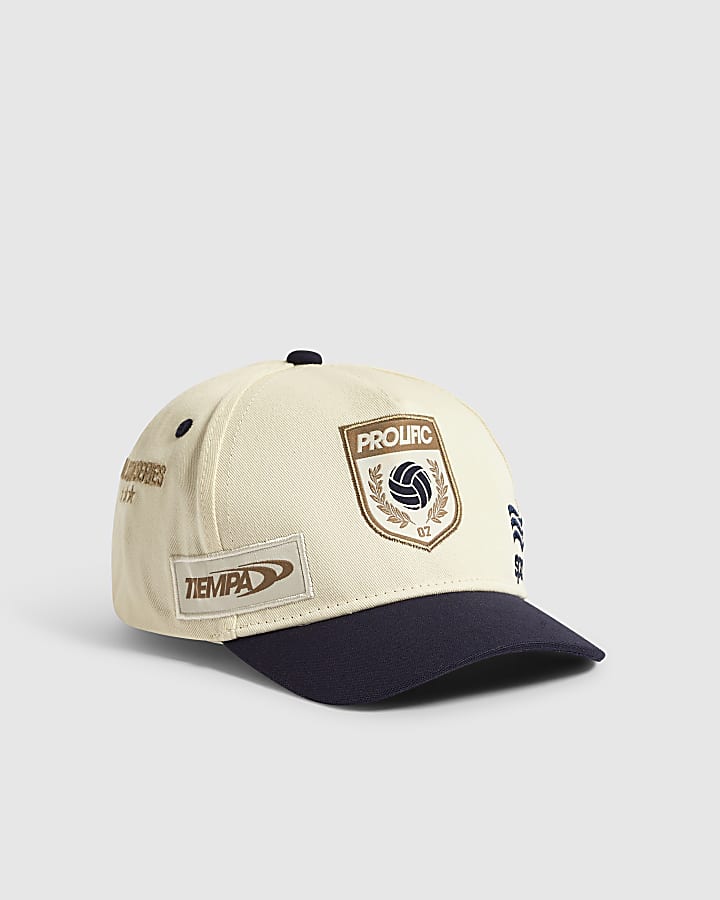 Mini Boys Cream Blocked Badge Cap