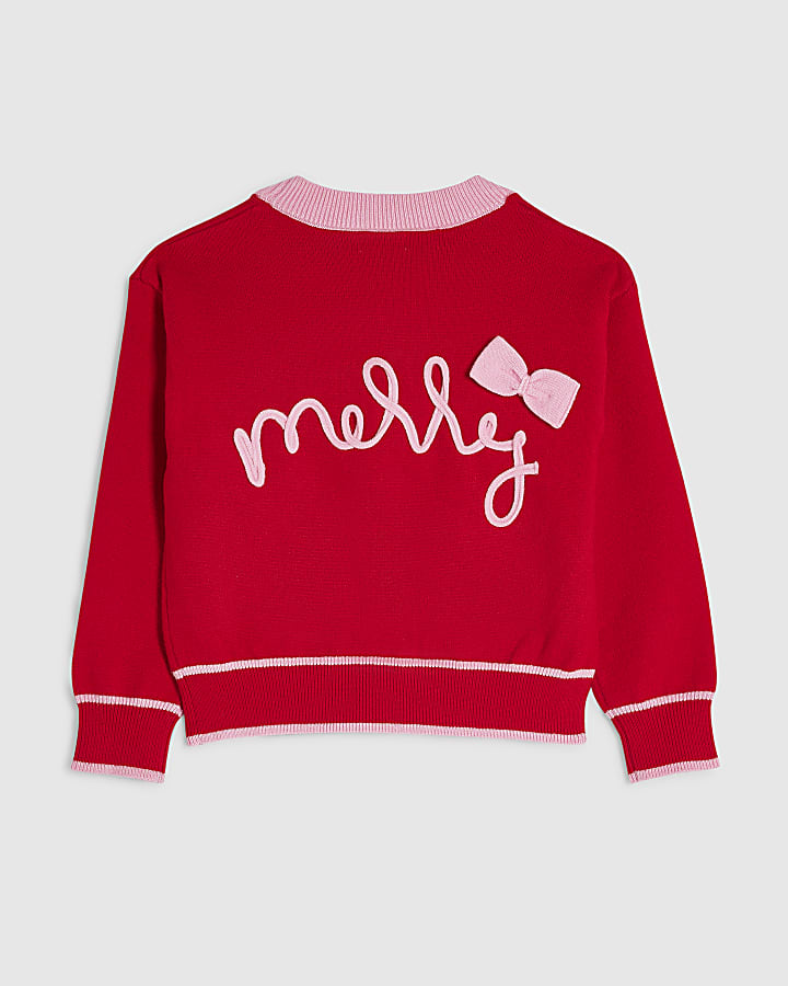 Mini Girls Red Christmas Cardigan