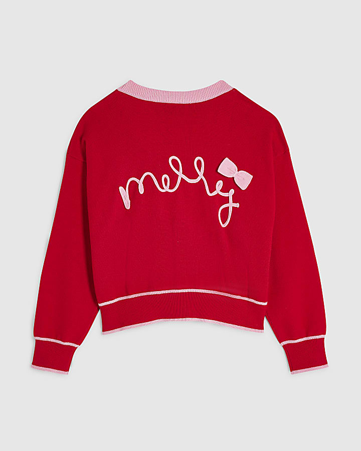 Girls Red Christmas Cardigan