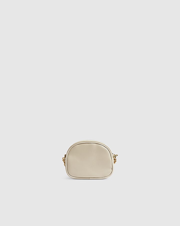 Girls Cream Patent Monogram Crossbody Bag
