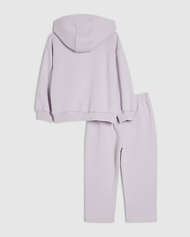 Mini Girls Purple Bow Zipped Sweatshirt Set