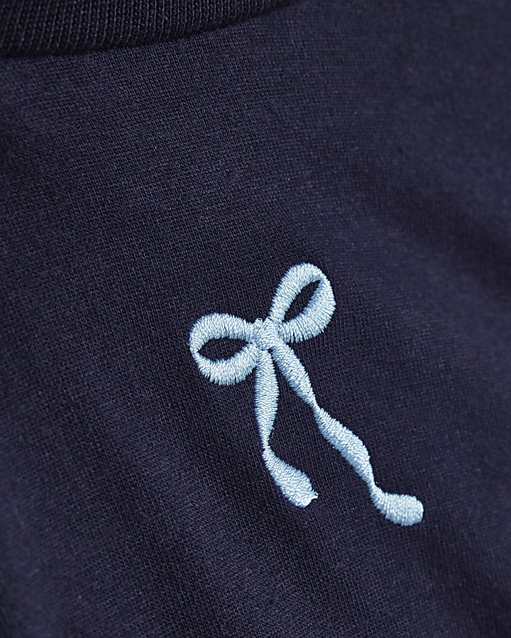 Mini Girls Navy Star T-Shirt & Skirt Set