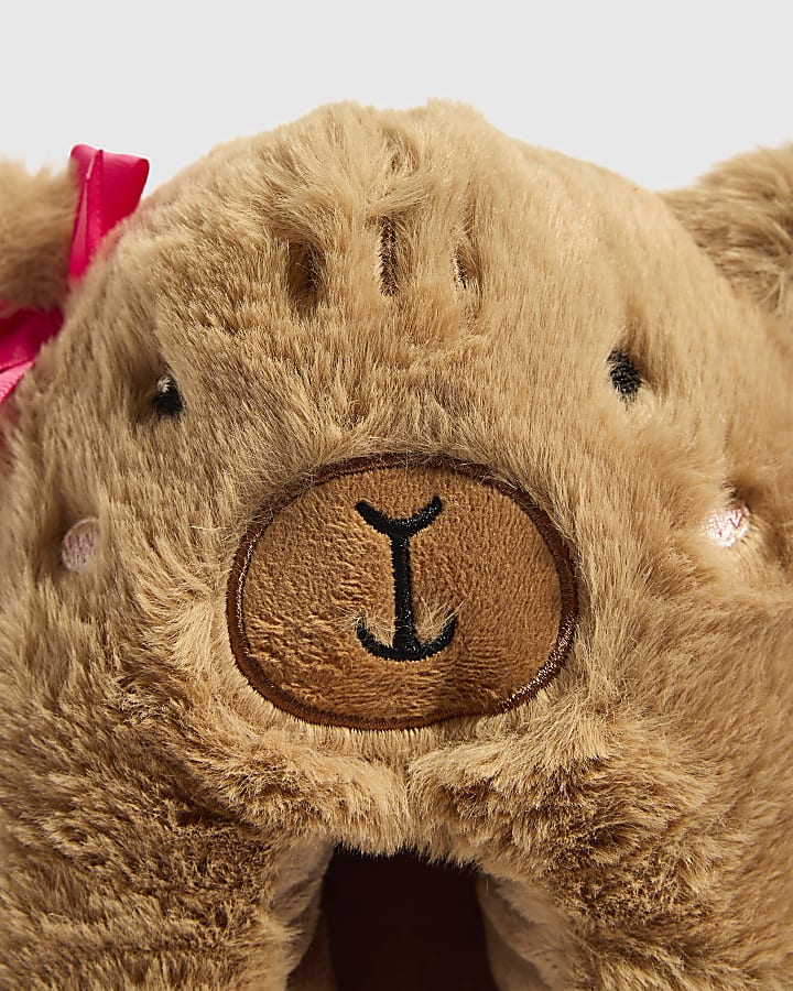 Girls Brown Capybara Slippers