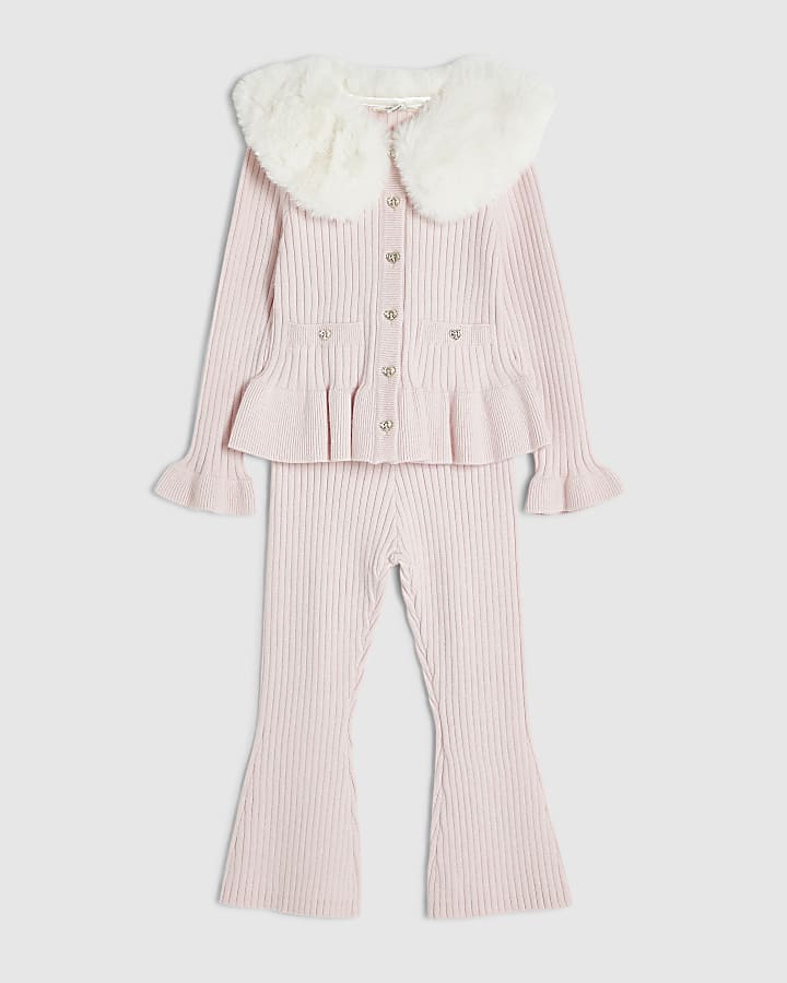 Mini Girls Pink Faux Fur Collar Set