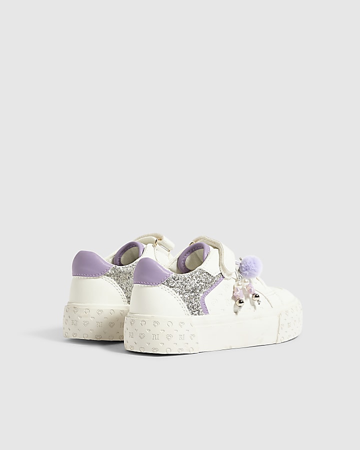 Girls White Neon Charm Trainers