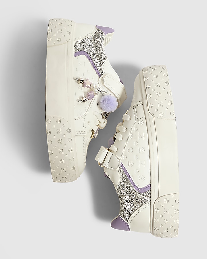 Girls White Neon Charm Trainers