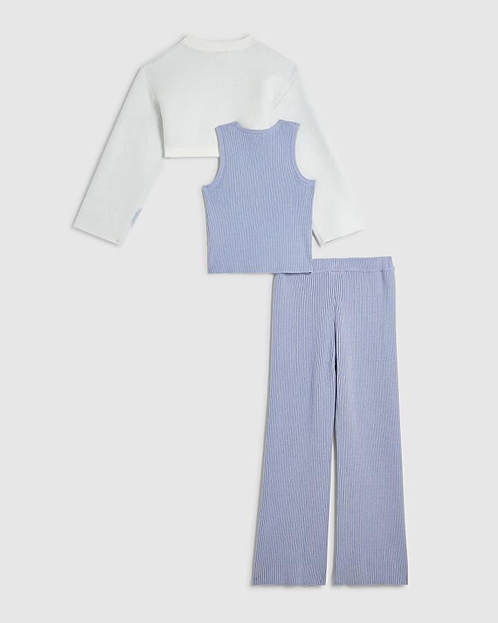 Girls Blue 2 In 1 Sassy Top and Trousers Set