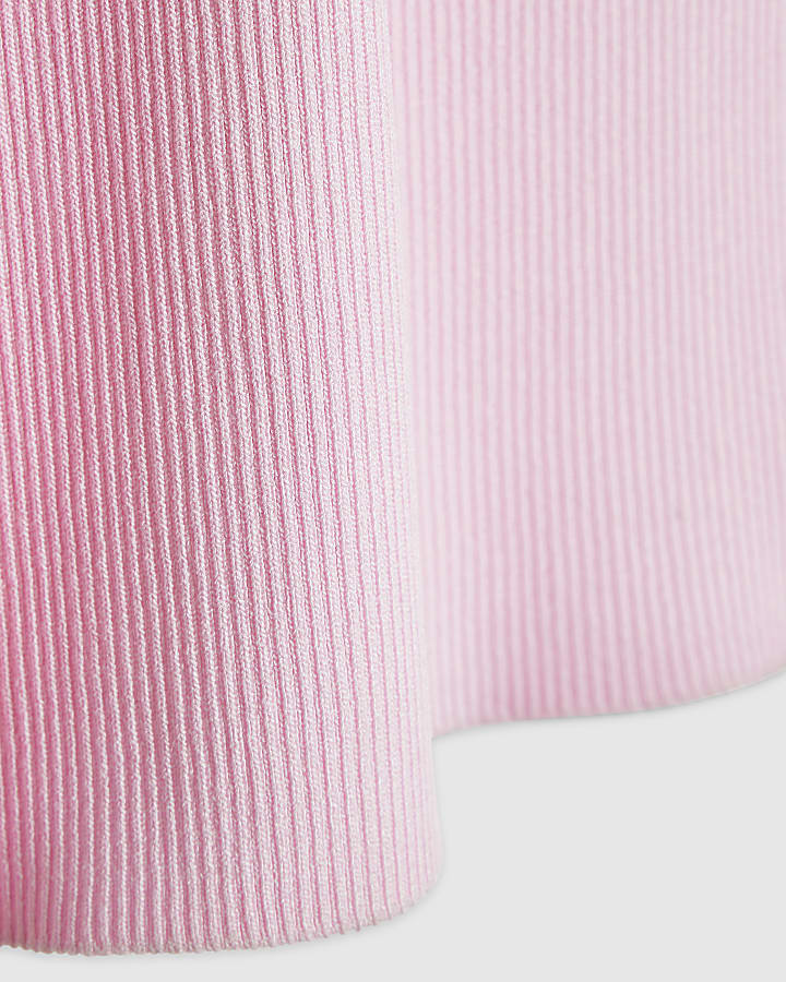 Girls Pink Ribbed Frogging Dress