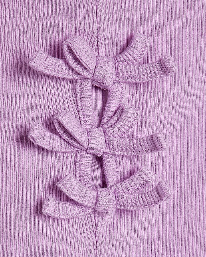 Girls Purple Bow Tie Tracksuit Set