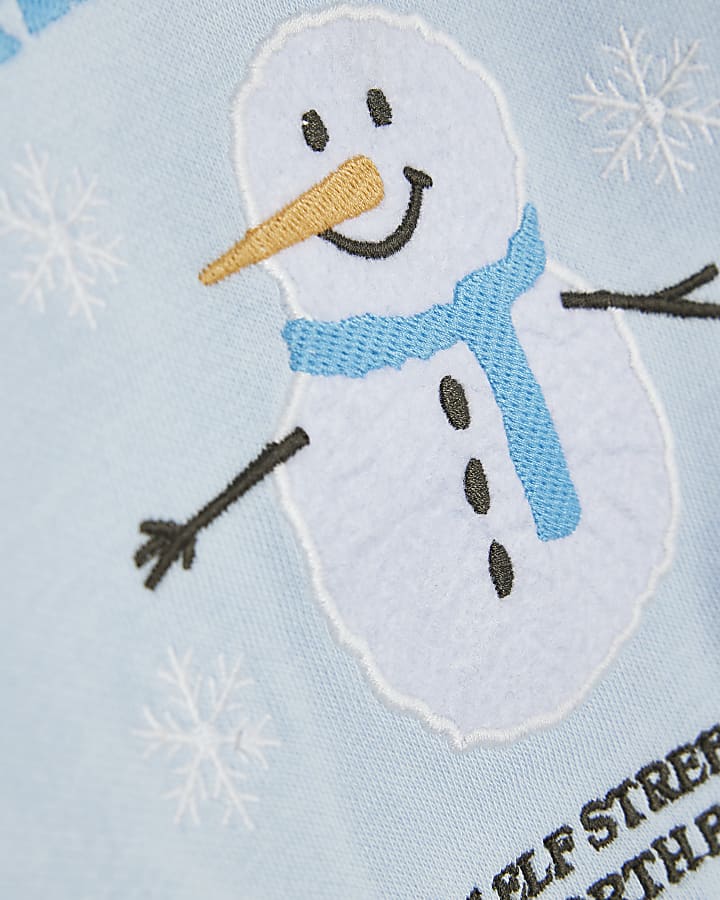 Baby Boys Blue Snowman Sweat Set