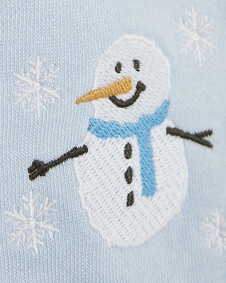 Baby Boys Blue Snowman Sweat Set