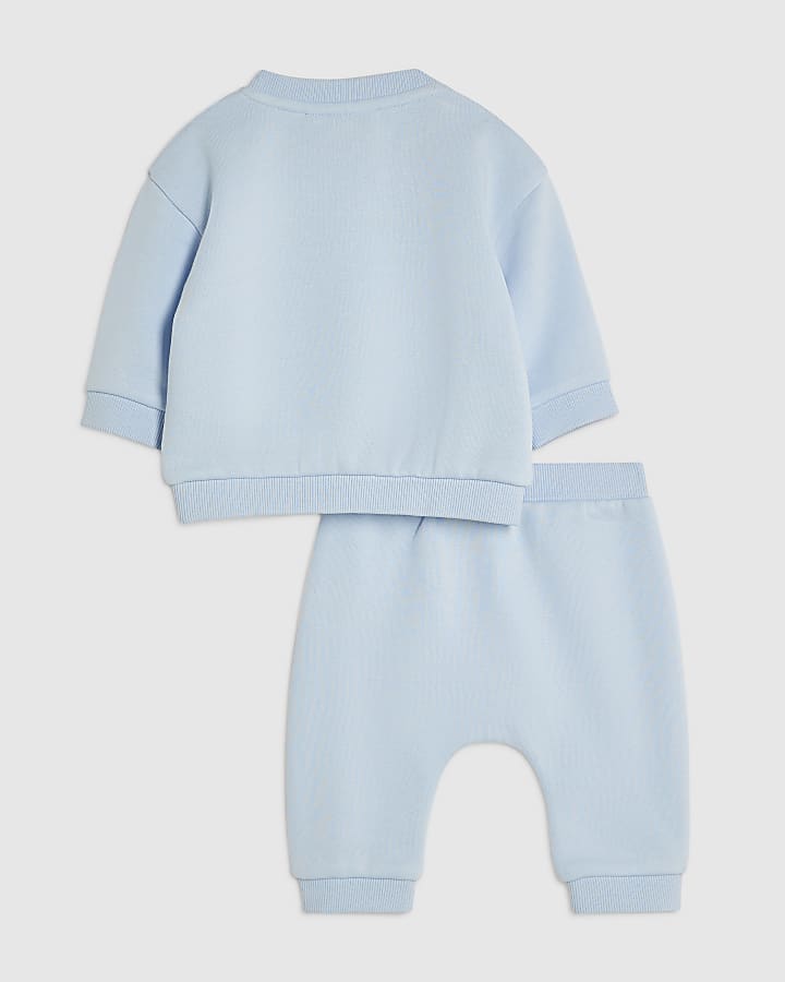 Baby Boys Blue Snowman Sweat Set