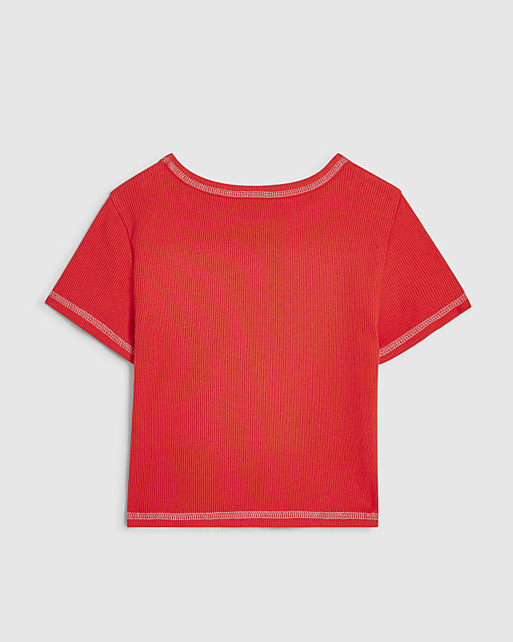 Girls Red Christmas Sequin T-Shirt