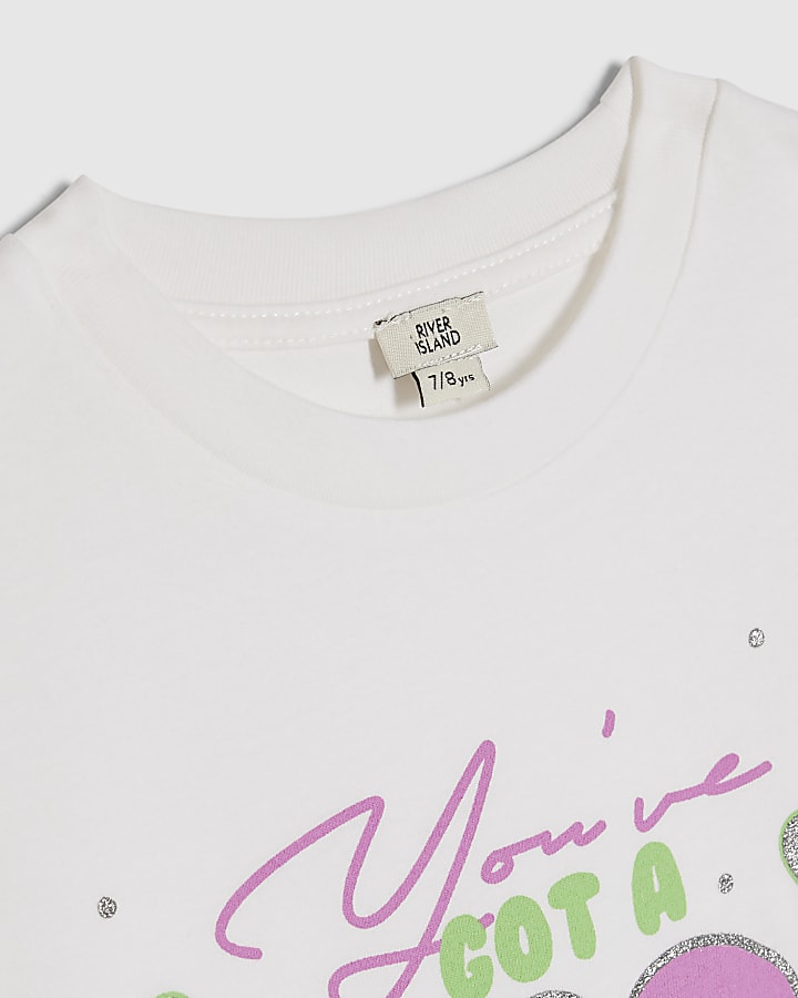 Girls White Bestie Heart T-Shirt