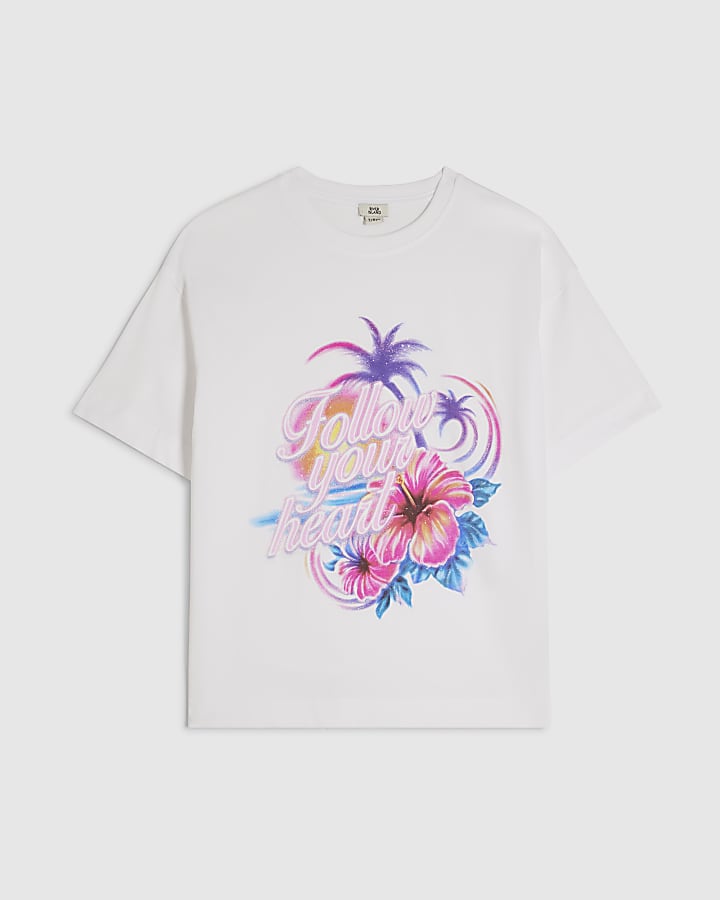 Girls White Follow Your Heart T-Shirt