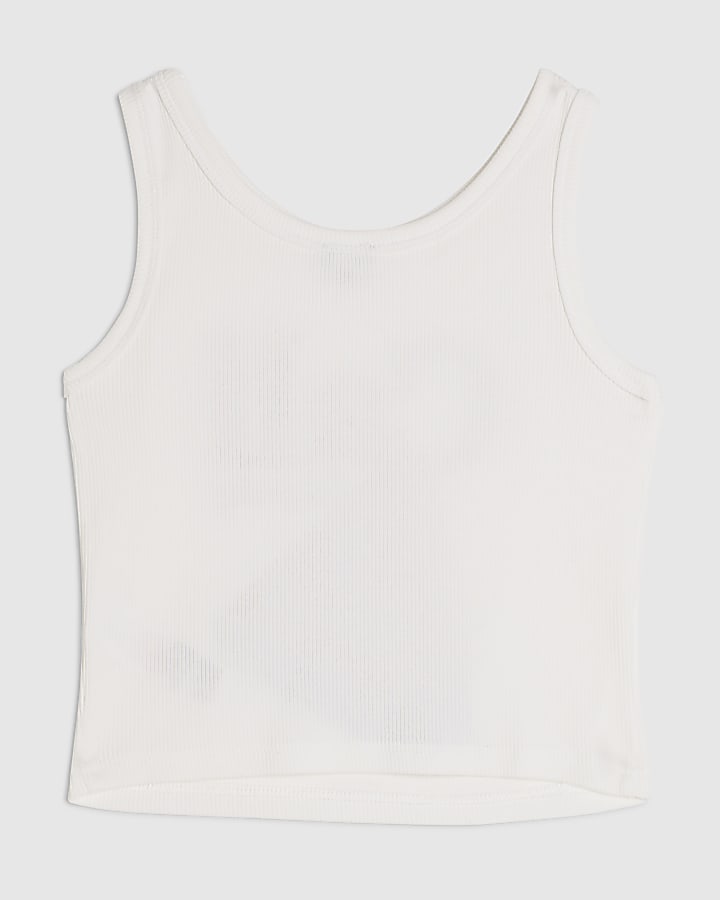 Girls White Glitter Watermelon Tank Top