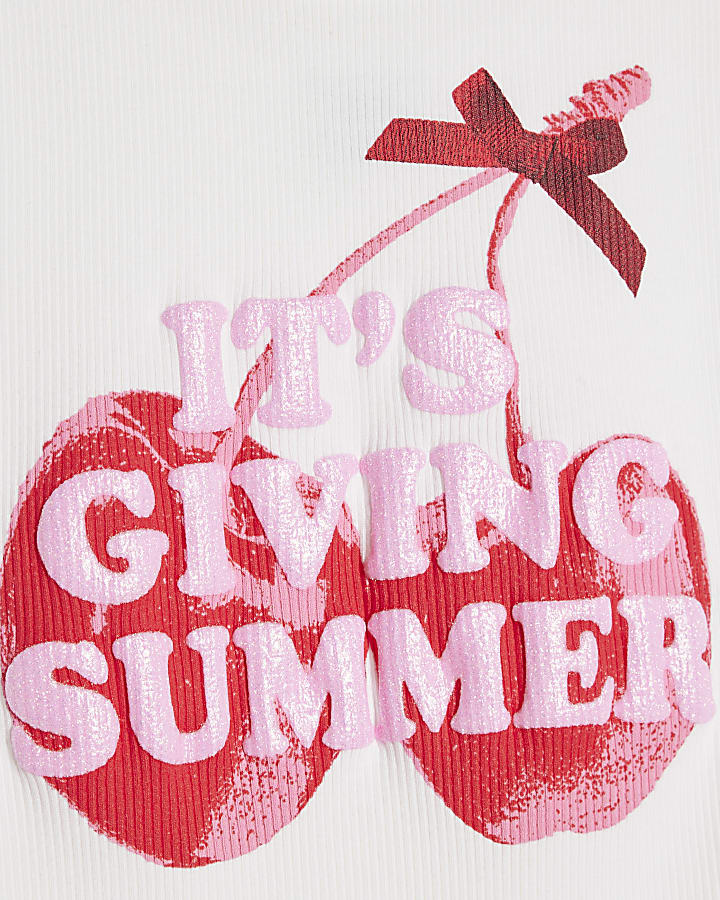 Girls White Its Giving Summer Tank Top